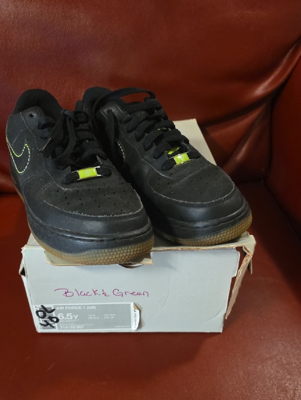 Nike Kids Black Sneakers with Neon Green Accents